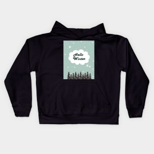 Hello winter landscape drawing Kids Hoodie